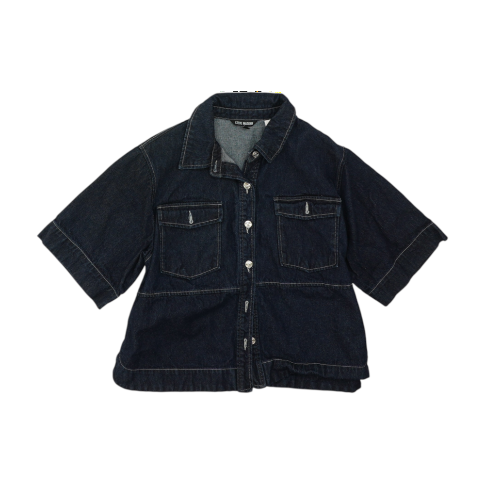 Blue Solid Denim Jacket