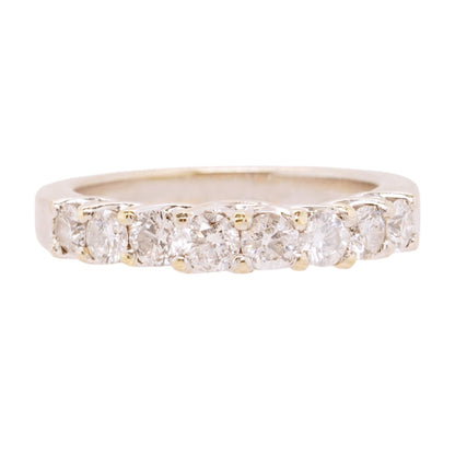 14K White Gold Round Seven Diamond Band