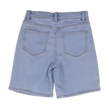 Blue Solid Denim Shorts