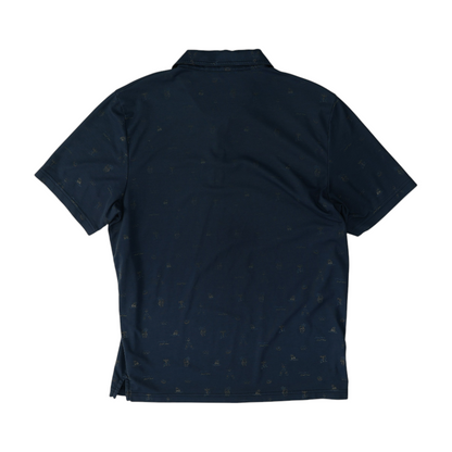Navy Print Short Sleeve Polo