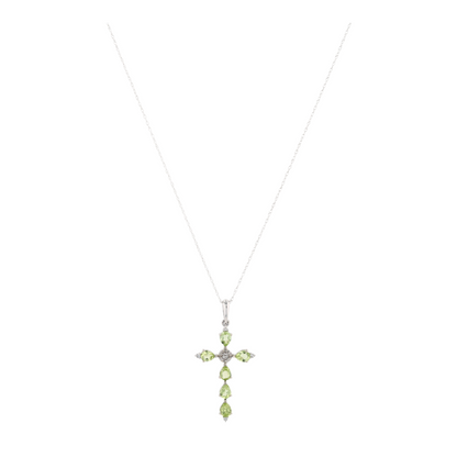 10K White Gold Peridot Pendant Necklace