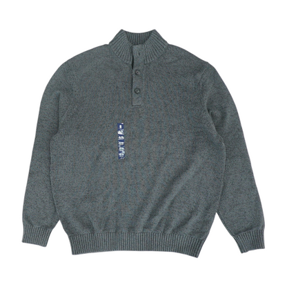 Gray Solid 1/4 Zip Sweater