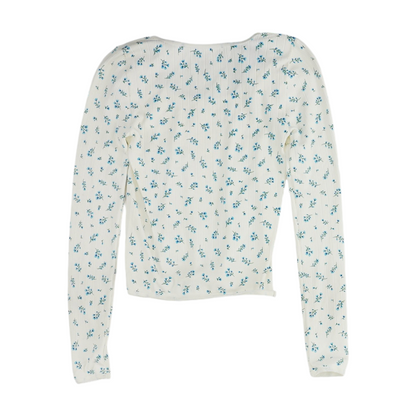 White Floral Cropped Blouse