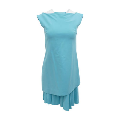 Blue Solid Midi Dress