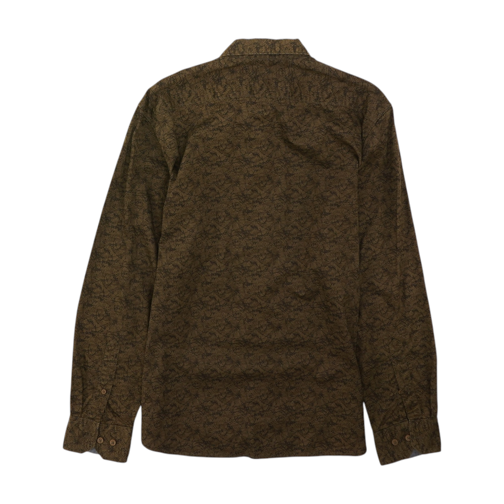 Brown Print Long Sleeve Button Down