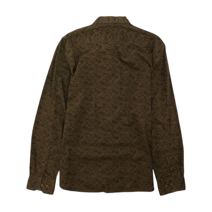 Brown Print Long Sleeve Button Down