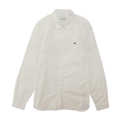 White Solid Long Sleeve Button Down