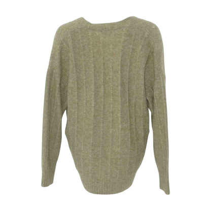 Green Striped Cardigan Sweater