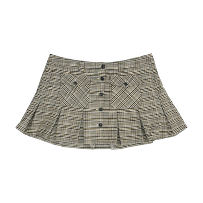 Brown Plus Plaid Mini Skirt