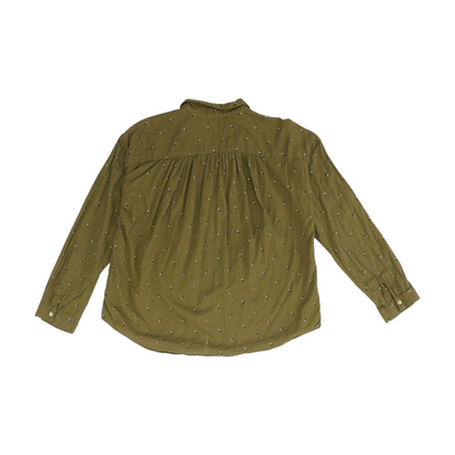 Green Print Button Down