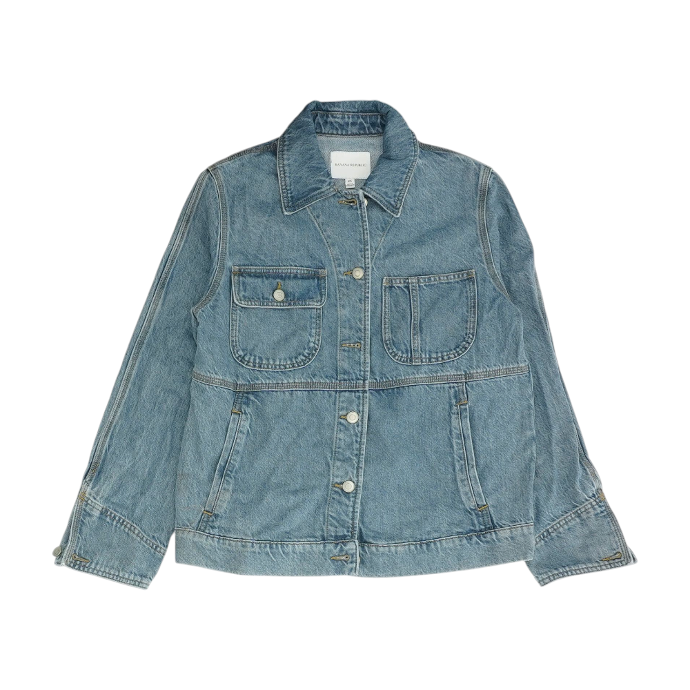 Blue Solid Denim Jacket