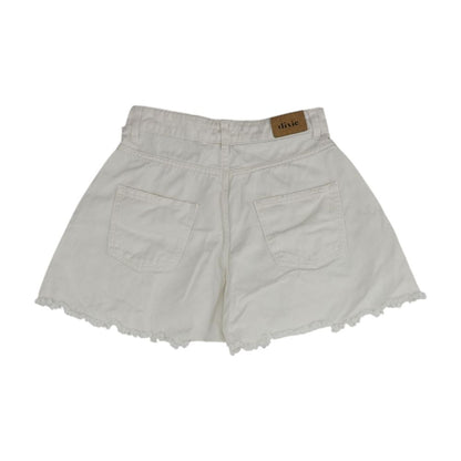 White Solid Denim Shorts