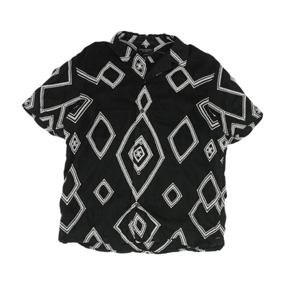 Black Print Short Sleeve Button Down