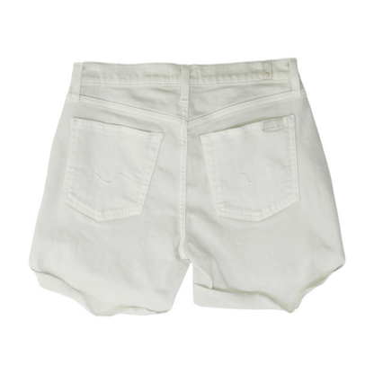 White Solid Denim Shorts