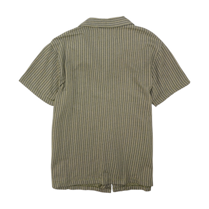 Green Striped Short Sleeve Button Down