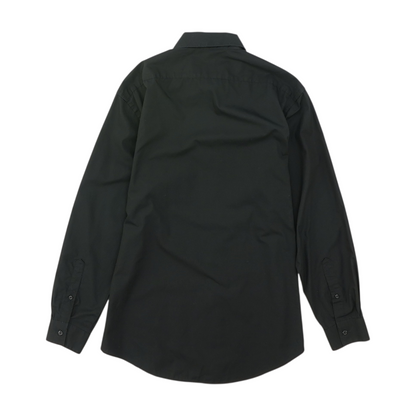 Black Solid Long Sleeve Button Down