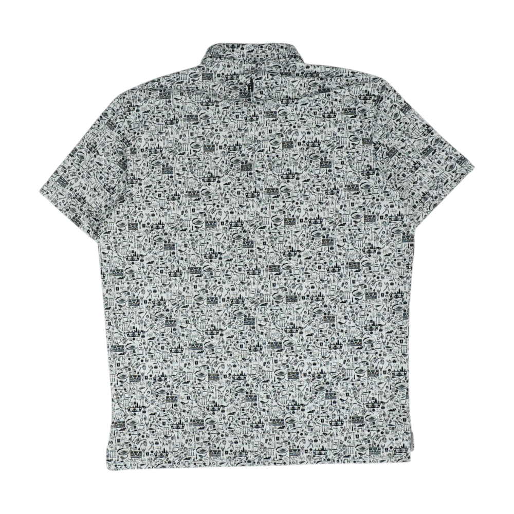 White Print Short Sleeve Polo