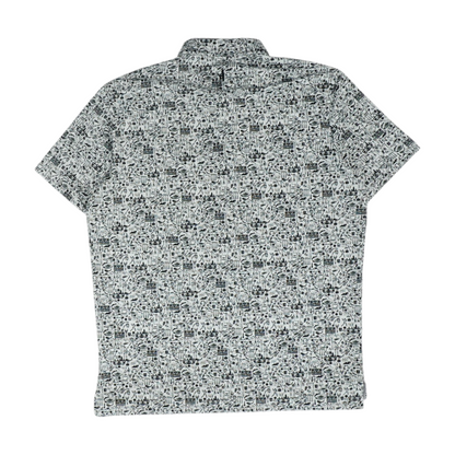 White Print Short Sleeve Polo
