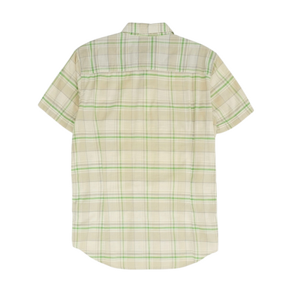 Beige Plaid Short Sleeve Button Down