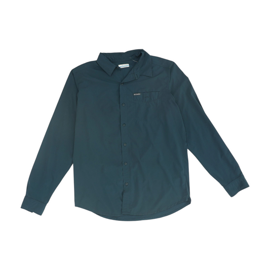 Teal Solid Long Sleeve Button Down