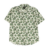 Green Abstract Short Sleeve Button Down