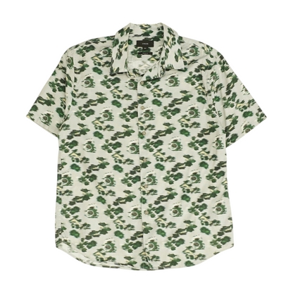 Green Abstract Short Sleeve Button Down