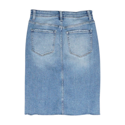 Blue Solid Midi Skirt