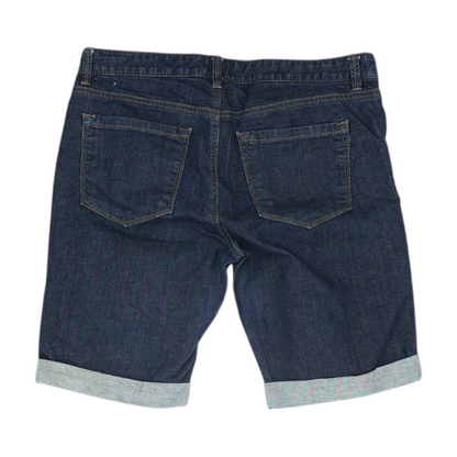 Blue Solid Denim Shorts