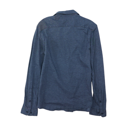 Blue Solid Long Sleeve Button Down