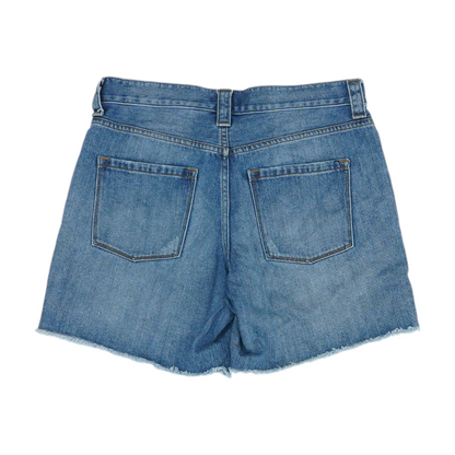 Blue Solid Denim Shorts