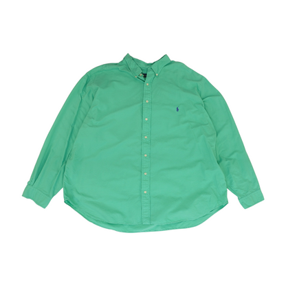 Green Big & Tall Solid Long Sleeve Button Down