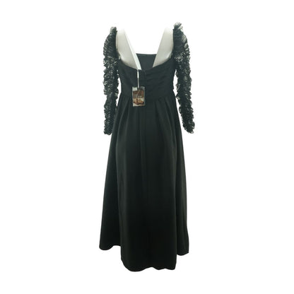 Black Crepe Polka Dot Midi Dress