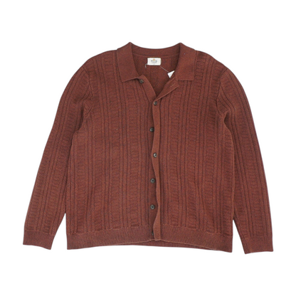 Rust Solid Cardigan Sweater