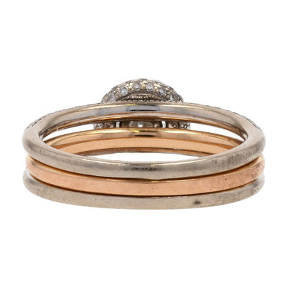 1 Ct 18K Two Tone Gold Three Band Round Diamond Cocktail Ring