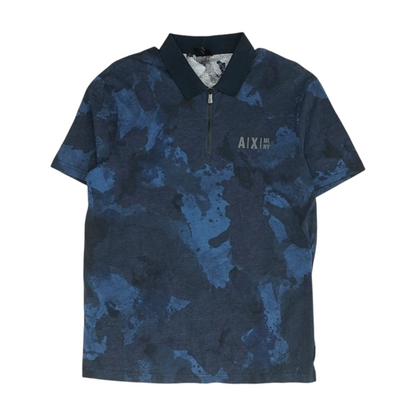 Navy Print Short Sleeve Polo