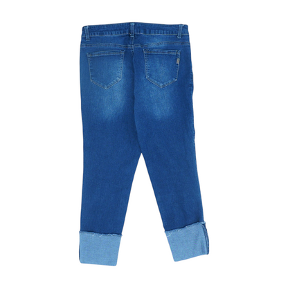 Blue Solid Denim Capris