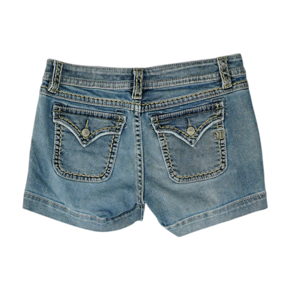 Blue Solid Denim Shorts