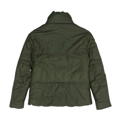 Green Solid Leather Jacket