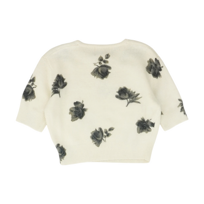 Vintage Tricot Angora Rabbit Hair-Blend Floral Short-Sleeve Sweater