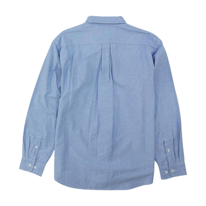 Blue Solid Long Sleeve Button Down
