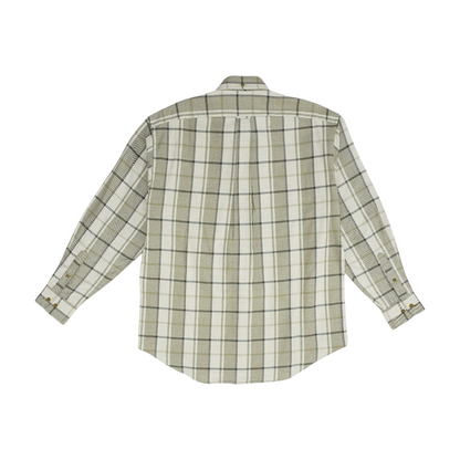Beige Plaid Flannel Button Down