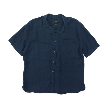 Navy Solid Short Sleeve Button Down