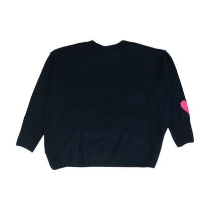 Navy Plus Hearts Pullover Sweater