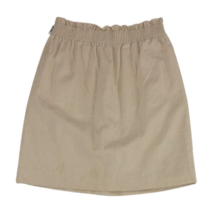 Beige Solid Mini Skirt