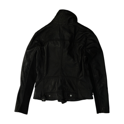 Black Solid Leather Jacket