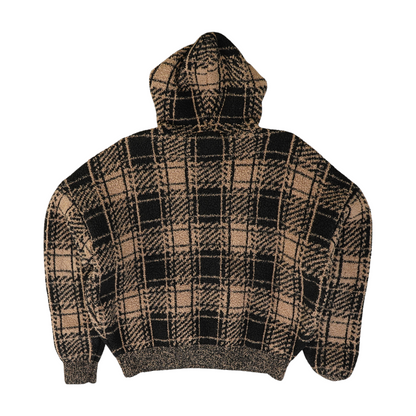 Brown Plaid Hoodie Pullover