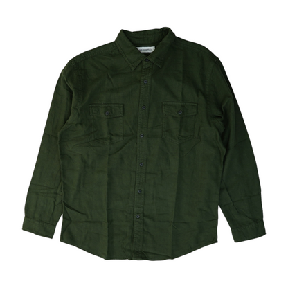 Green Solid Flannel Button Down