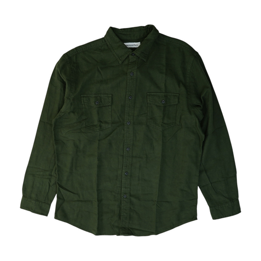 Green Solid Flannel Button Down