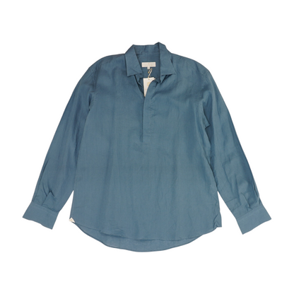 Blue Solid Long Sleeve Polo