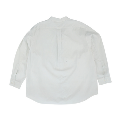 White Graphic Long Sleeve Button Down